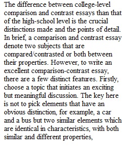 Comparison and Contrast Reading Notes